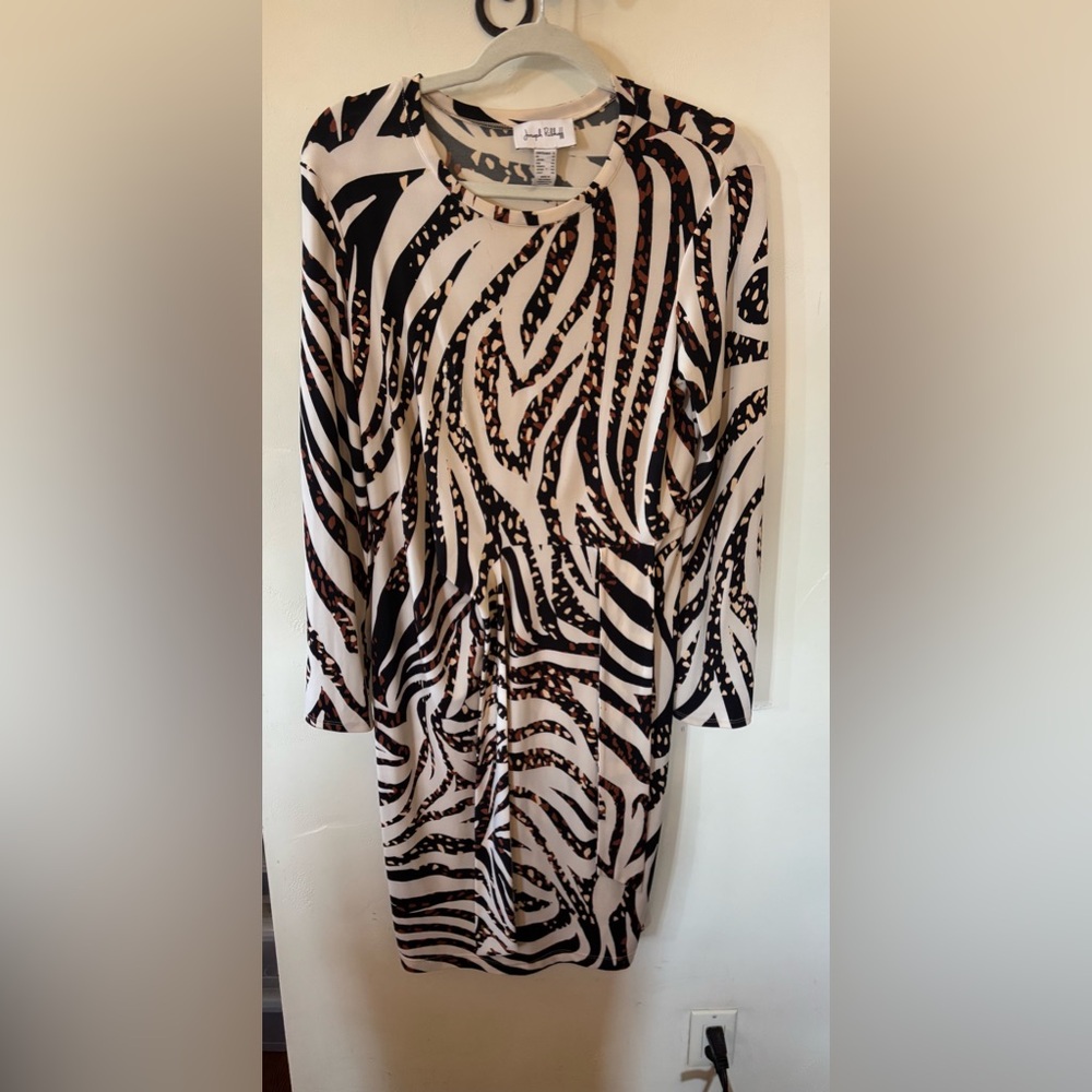 Joseph Ribkoff Black and Brown Patterned Dress
